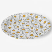 お尻ユニーク夏デイジーフローラルパタン水彩 ペーパープレート (アングル)