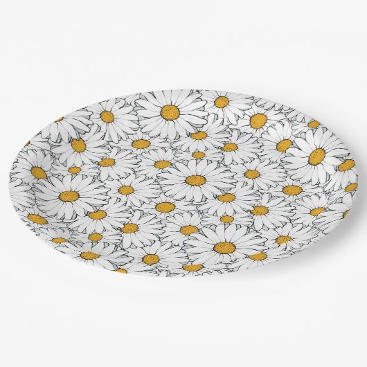 お尻ユニーク夏デイジーフローラルパタン水彩 ペーパープレート (アングル)