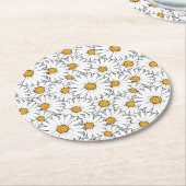 お尻ユニーク夏デイジーフローラルパタン水彩 ラウンドペーパーコースター (アングル)