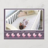 お尻レトロピンクベビー乳母車ベビーガールフォト 案内ポストカード (正面)