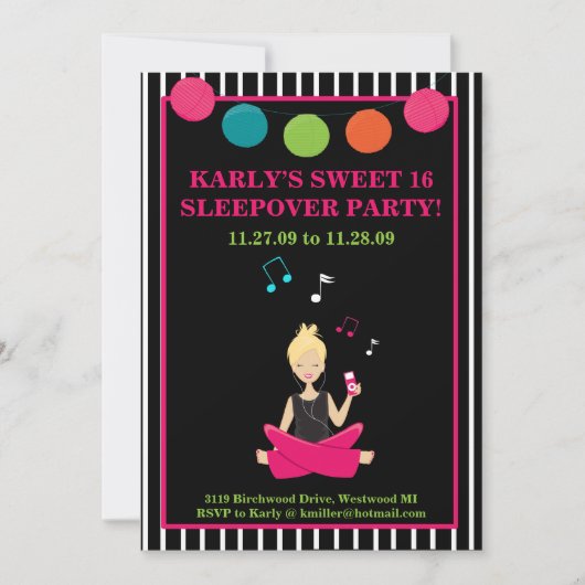 お尻レトロモダンサッシガール誕生日 招待状 (正面)