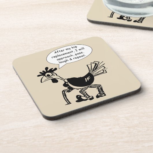 お尻交換手術 – おもしろい引用文 コースター (左側)