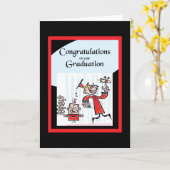 お尻卒業生とおもしろい・レッド・アッド・ブラック卒業カード カード (黄色い花)