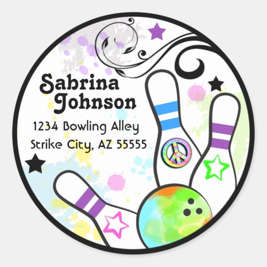 お尻及びカラフルボーリング住所 シール (正面)