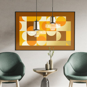 お尻抽象芸術円波状金ゴールドモザイクアートパターン 箔ポスター