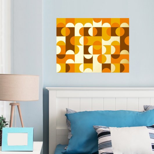 お尻抽象芸術円波状金ゴールドモザイクアートパターン 箔ポスター (インサイチュ (寝室))