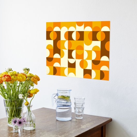 お尻抽象芸術円波状金ゴールドモザイクアートパターン 箔ポスター (レイダウン (キッチン))