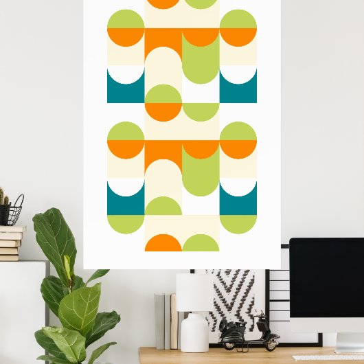 お尻抽象芸術半円波状モザイクアートパターン ポスター (ホームオフィス)