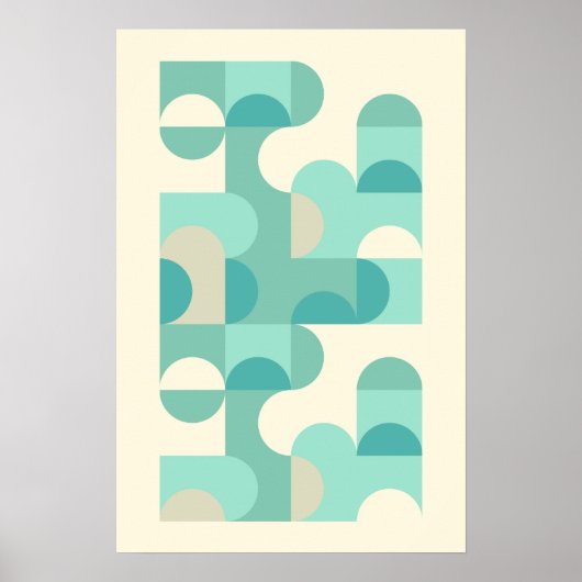 お尻抽象芸術半円波状モザイクアートパターン ポスター (正面)