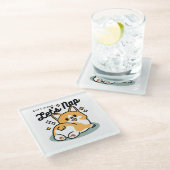 お尻最初に、レッツ昼寝 – かわいいコーギお尻漫画 ガラスコースター (アングル)