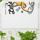 お尻最初に、レッツ昼寝 – かわいいコーギお尻漫画 キッチンタオル (折り畳み)