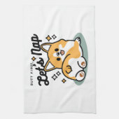 お尻最初に、レッツ昼寝 – かわいいコーギお尻漫画 キッチンタオル (縦)