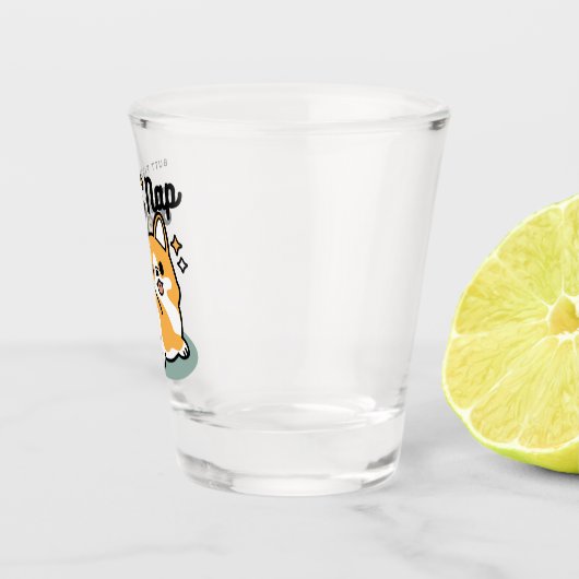 お尻最初に、レッツ昼寝 – かわいいコーギお尻漫画 ショットグラス (右)