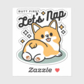 お尻最初に、レッツ昼寝 – かわいいコーギお尻漫画 シール (シート)