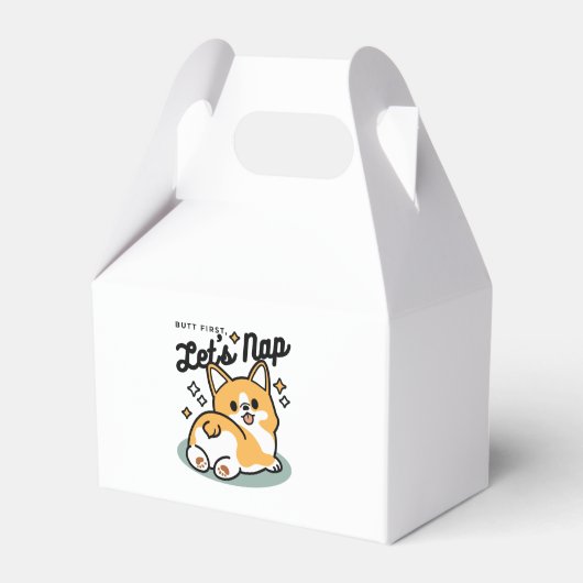 お尻最初に、レッツ昼寝 – かわいいコーギお尻漫画 フェイバーボックス (正面サイド)