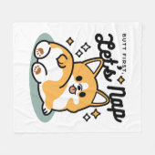 お尻最初に、レッツ昼寝 – かわいいコーギお尻漫画 フリースブランケット (正面(横))