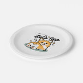 お尻最初に、レッツ昼寝 – かわいいコーギお尻漫画 ペーパープレート (アングル)