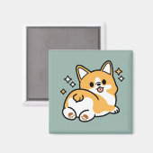 お尻最初に、レッツ昼寝 – かわいいコーギお尻漫画 マグネット (正面/裏面)
