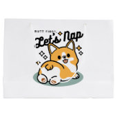 お尻最初に、レッツ昼寝 – かわいいコーギお尻漫画 ラージペーパーバッグ (裏面)