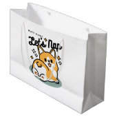 お尻最初に、レッツ昼寝 – かわいいコーギお尻漫画 ラージペーパーバッグ (正面アングル)