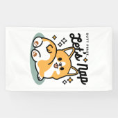 お尻最初に、レッツ昼寝 – かわいいコーギお尻漫画 横断幕 (横)