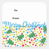 お尻水玉模様クリスマスツリーギフトラベルシール スクエアシール (正面)