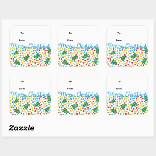 お尻水玉模様クリスマスツリーギフトラベルシール スクエアシール (シート)