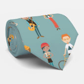 お尻漫画の人々のイラストパターン（青） ネクタイ (ロール)