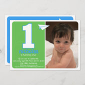 お尻紙飛行機1年写真招待状2 招待状 (正面/裏面)