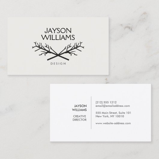 お尻素朴ツリーの枝のロゴのライトグレー 名刺 (正面/裏面)