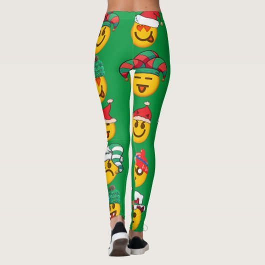お尻絵文字グリーンホリデー寒いクリスマス絵文字 レギンス (裏面)