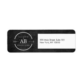 お尻&エッジモノグラムの黒い木に矢印を付けたロゴ ラベル