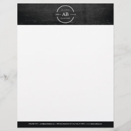 お尻&エッジモノグラムの黒い木に矢印を付けたロゴ レターヘッド