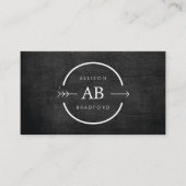 お尻&エッジモノグラムの黒い木に矢印を付けたロゴ 名刺 (正面)