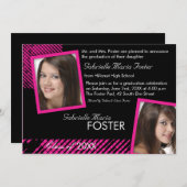 お尻n スタイリッシュ -ホットピンクの卒業招待状 招待状 (正面/裏面)