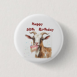お山の大将おじいちゃんヤギのカスタム年齢の誕生日 缶バッジ