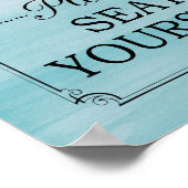 お席ご自分の青い水色かわいいバスルーム ポスター (角)