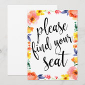 お席にお入りください アフォーダブル ボーホー フラワール サイン 招待状 (正面/裏面)