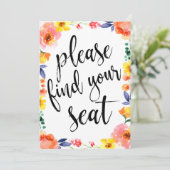 お席にお着きください アフォーダブル ボーホー フラワール サイン 招待状 (スタンド正面)