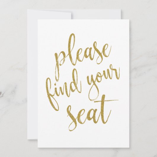 お席にお着きください ゴールド グリッター お手頃 サイン 招待状 (正面)