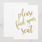 お席にお着きください ゴールド グリッター お手頃 サイン 招待状 (正面/裏面)