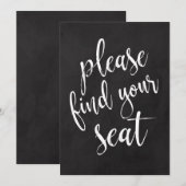 お席にお着きください 費用対効果抜群のブラックボードサイン 招待状 (正面/裏面)