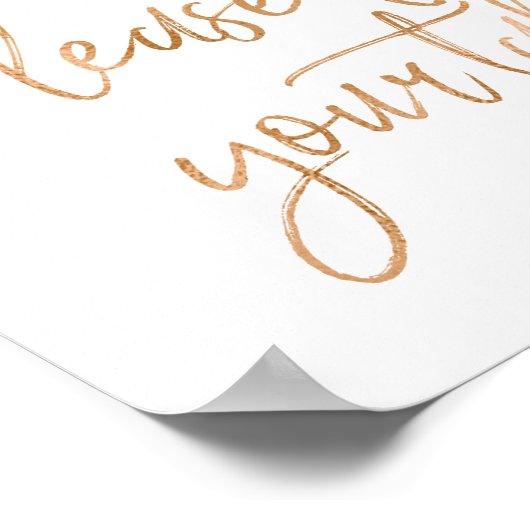 お席へようこそ 8x10 ローズゴールド ウェディング ポスター (角)