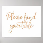 お席へようこそ 8x10 ローズゴールド ウェディング ポスター (正面)