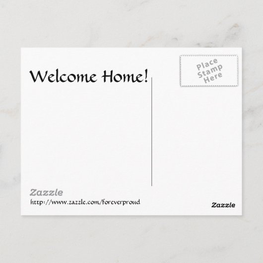 お帰りなさいとありがとう - 愛国的なフロントポーチ ポストカード (裏面)