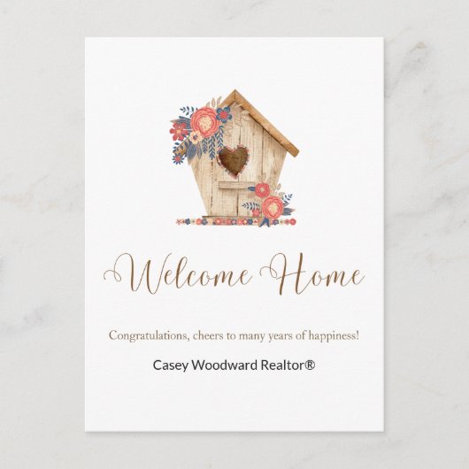 お帰りなさい!不動産エージェントのためのパーソナライズされたカード ポストカード (正面)