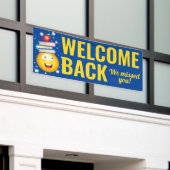 お帰りなさ恋しく思い学生校のバナー 横断幕 (ビルの外側)