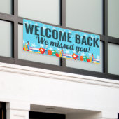 お帰りな恋しく思さい学生校 横断幕 (ビルの外側)