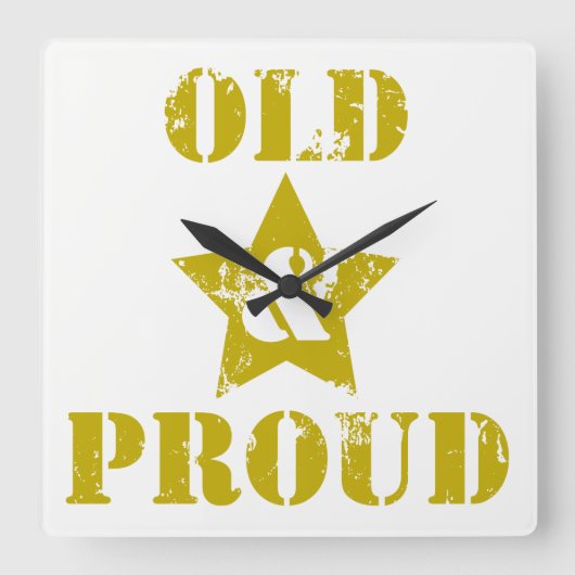 お年寄りなんてシシシーじゃない！古い&誇りを持った! スクエア壁時計 (正面)