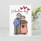 お年寄りカップルのためのロマンチックなバレンタインデーのカード 招待状 (スタンド正面)
